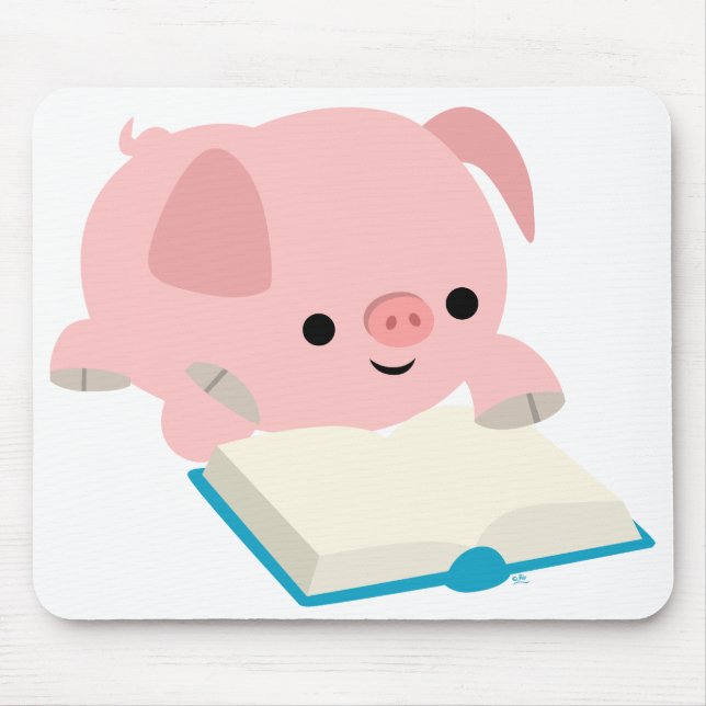 Alfombrilla De Ratón Cochinillo lindo Mousepad de la lectura del dibujo (Frente)