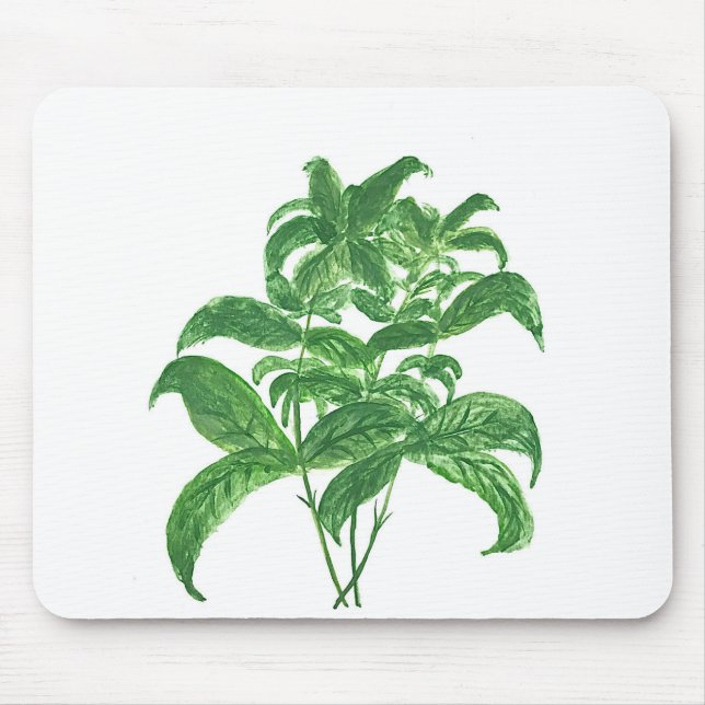 Alfombrilla De Ratón Cocina verde hierbas botánicas Basil (Frente)