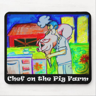 Alfombrilla De Ratón Cocinero en la granja de cerdo Mousepad