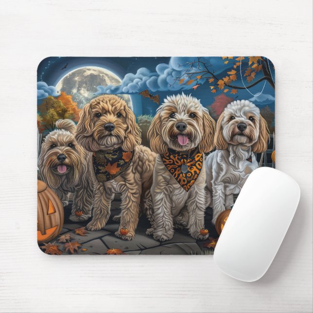 Alfombrilla De Ratón Cockapoo Halloween Espeluznante (Con ratón)