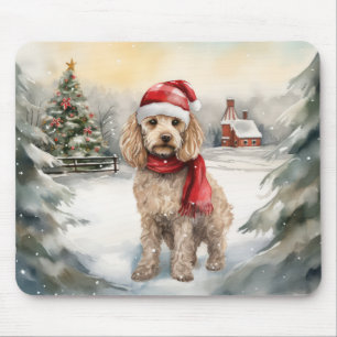 Alfombrilla De Ratón Cockapoo perro en la nieve Navidad