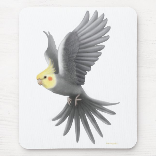 Alfombrilla De Ratón Cockatiel Mousepad del vuelo (Frente)