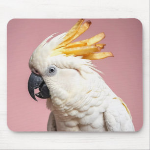 Alfombrilla De Ratón Cockatoo divertido con Escudo de Fries franceses