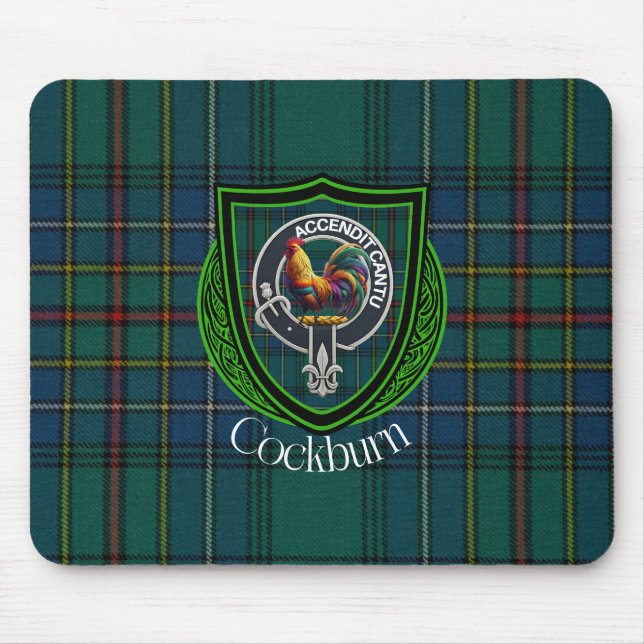 Alfombrilla De Ratón Cockburn Scottish Clan Tartan & Crest (Frente)