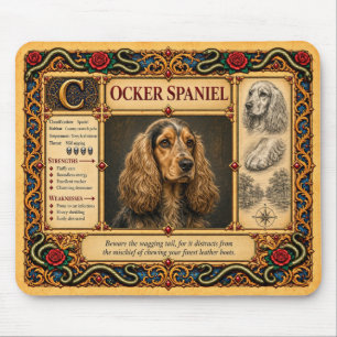 Alfombrilla De Ratón Cocker Spaniel, Arte de Bestiario Medieval