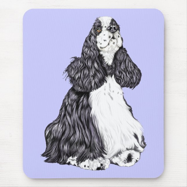 Alfombrilla De Ratón Cocker Spaniel BW Parti (Frente)