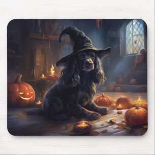 Alfombrilla De Ratón Cocker Spaniel Calabazas de Halloween Espeluznante