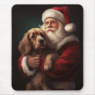 Alfombrilla De Ratón Cocker Spaniel con Santa Claus Navideño Festivo