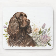 Cocker Spaniel de chocolate en lilas