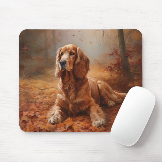 Alfombrilla De Ratón Cocker Spaniel en hojas de otoño inspira (Con ratón)