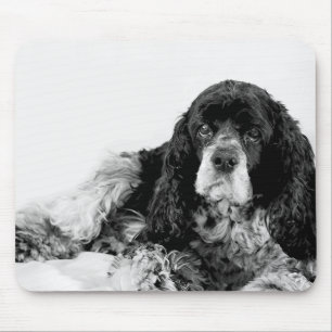 Alfombrilla de ratón Cocker Spaniel negro y blanco