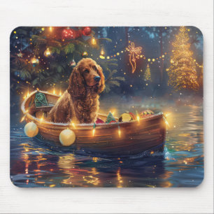 Alfombrilla De Ratón Cocker Spaniel Viaje Festivo de Navidad