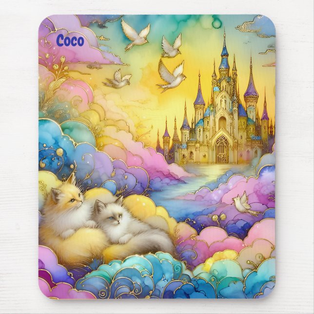 Alfombrilla De Ratón COCO ~Crystal Castle Clouds Kittens ~ Mousepad (Frente)