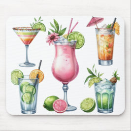 ALFOMBRILLA DE RATÓN COCTELES Y FRUTAS DE VERANO DE COLORES PASTEL