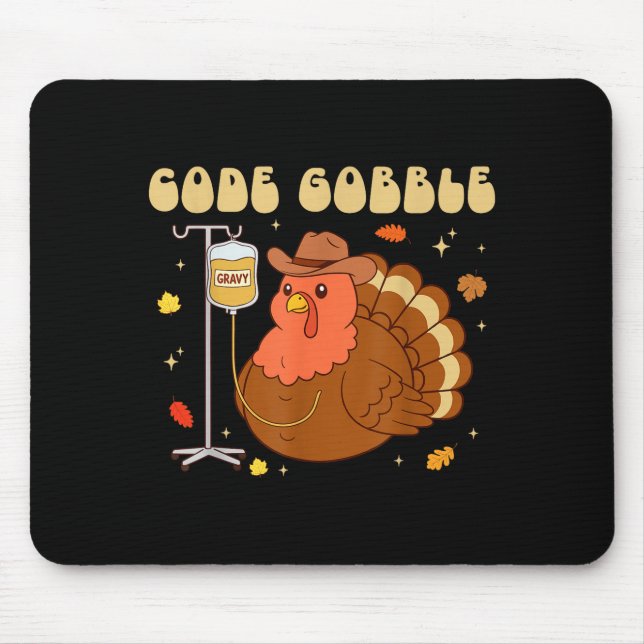 Alfombrilla De Ratón Code Gobble Funny Thanksgiving Nurse Rn Cna Medica (Frente)