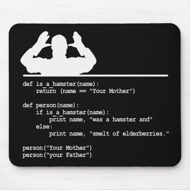 Alfombrilla De Ratón Código de Python - Tu madre era un hámster (Frente)