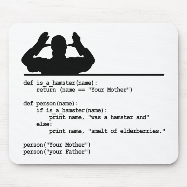 Alfombrilla De Ratón Código de Python - Tu madre era un hámster (Frente)