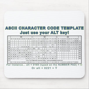 Alfombrilla De Ratón Código del ASCII