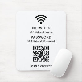 Alfombrilla De Ratón Código QR de Wifi Elegante Simple Blanco Contraseñ
