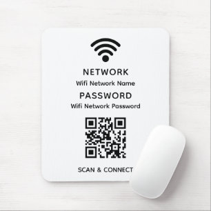 Alfombrilla De Ratón Código QR de Wifi Elegante Simple Blanco Contraseñ