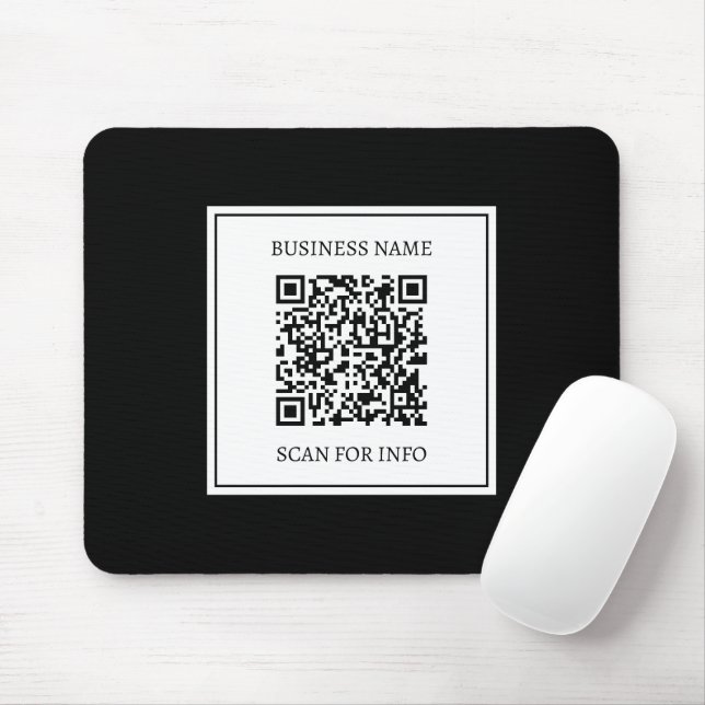 Alfombrilla De Ratón Código QR empresarial | Blanco y Negro (Con ratón)