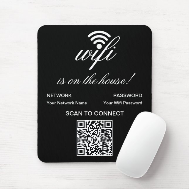 Alfombrilla De Ratón Código QR personalizado Wifi Internet Scan para co (Con ratón)