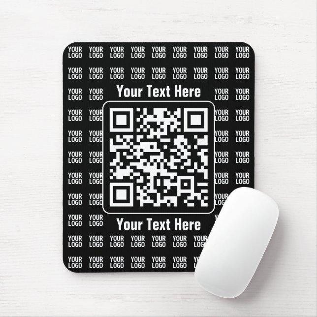Alfombrilla De Ratón Código QR promocional (editable) con patrón de log (Con ratón)
