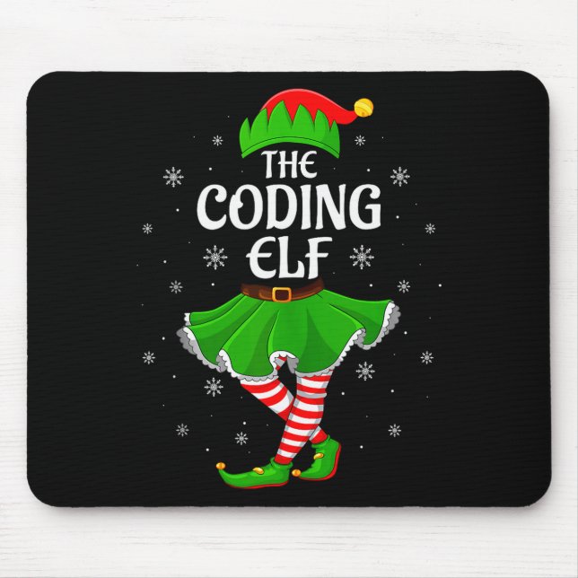 Alfombrilla De Ratón Coding Elf Christmas Family Girls Women Elf Squad  (Frente)