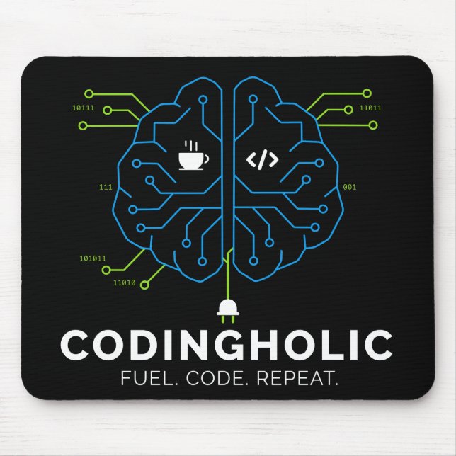 Alfombrilla De Ratón Codingholic Cerebro Tecnológico Para Desarrollador (Frente)