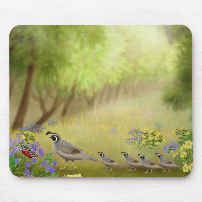 Alfombrilla De Ratón Codornices en un prado Mousepad (Frente)