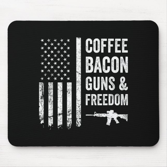 Alfombrilla De Ratón Coffee Bacon Guns &amp; Dom - Bbq Grill Funny Gun  (Frente)