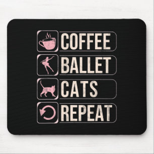 Alfombrilla De Ratón Coffee Ballet Cats repiten baile divertido