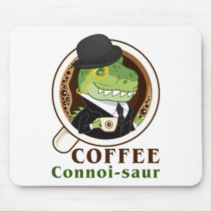 Alfombrilla De Ratón Coffee Dinosaur Connoi-Saur Funny Coffee Drinker