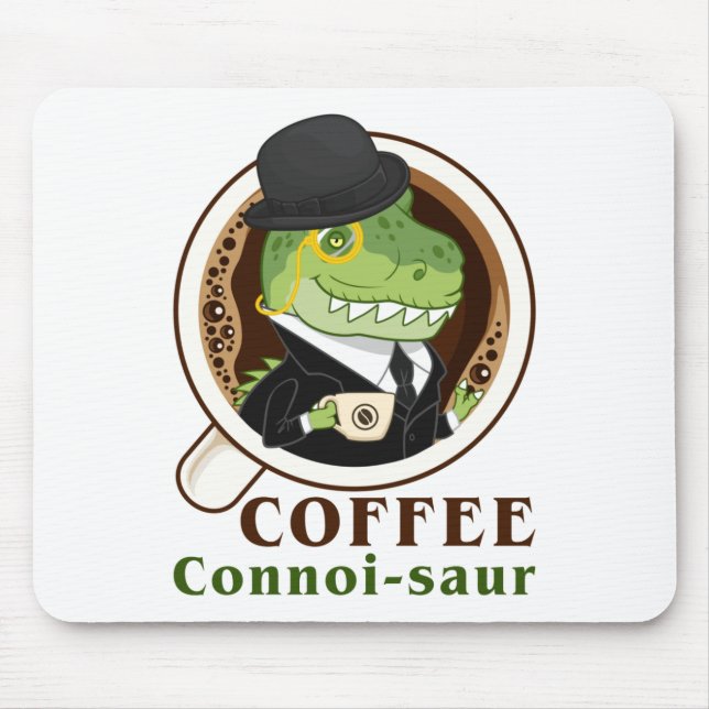 Alfombrilla De Ratón Coffee Dinosaur Connoi-Saur Funny Coffee Drinker (Frente)