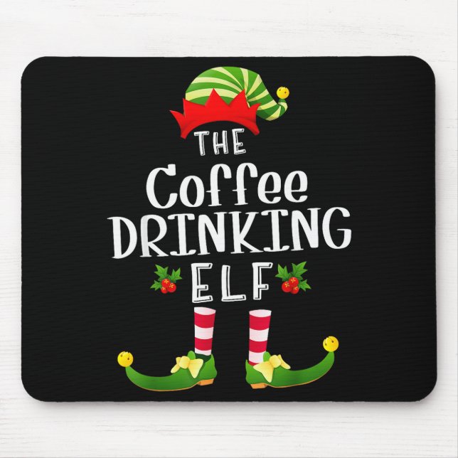 Alfombrilla De Ratón Coffee Drinking Christmas Elf Matching Pajama X-ma (Frente)