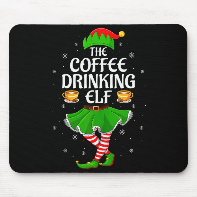 Alfombrilla De Ratón Coffee Drinking Elf Christmas Girls Women Elf Squa (Frente)