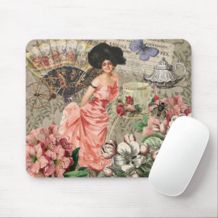Alfombrilla De Ratón Coffee Lady Victorian Mujer Rosa Clásica