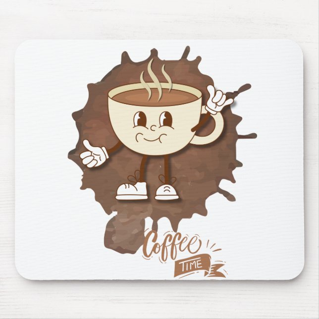 Alfombrilla De Ratón **Coffee Time – Cute Smiling Cup Steam  (Frente)