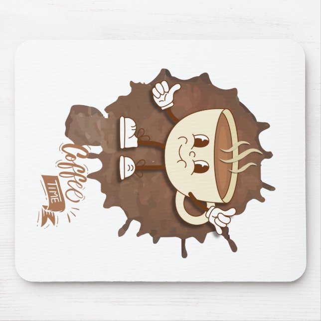 Alfombrilla De Ratón **Coffee Time – Cute Smiling Cup Steam  (Frente)