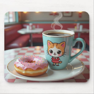 Alfombrilla De Ratón Coffee y donut judos en retro diner