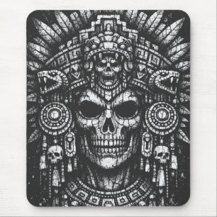 Alfombrilla De Ratón Cofia de cráneo azteca de BurnsInHell