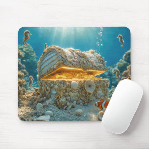 Alfombrilla De Ratón Cofre del Tesoro de Conchas Marinas Bajo el Agua c