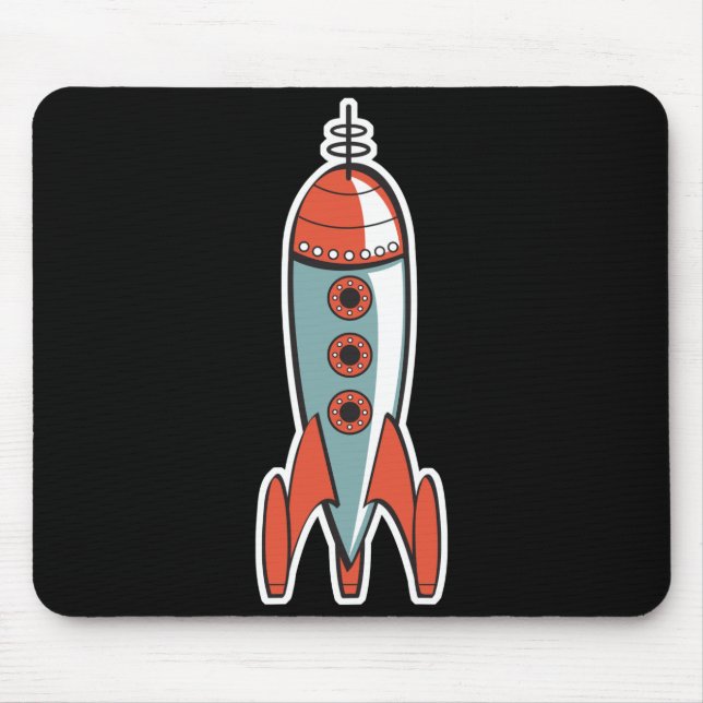 Alfombrilla De Ratón cohete espacial retro (Frente)