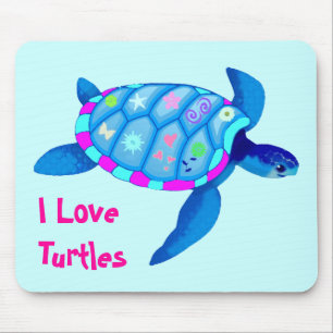 Alfombrilla De Ratón Cojín de ratón azul de la tortuga