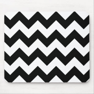 Alfombrilla De Ratón Cojín de ratón blanco y negro de Chevron