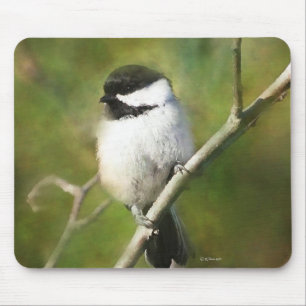 Alfombrilla De Ratón Cojín de ratón capsulado negro del Chickadee