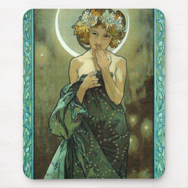 Alfombrilla De Ratón Cojín de ratón de Alfonso Mucha Clair De Lune (Frente)