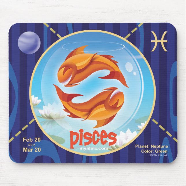Alfombrilla De Ratón Cojín de ratón de Idolz Piscis 01 (Frente)
