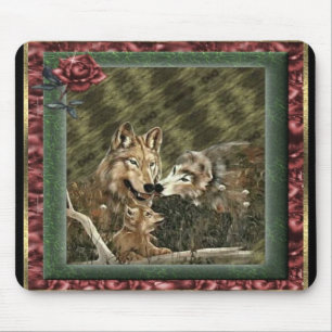 Alfombrilla De Ratón Cojín de ratón de la familia del lobo