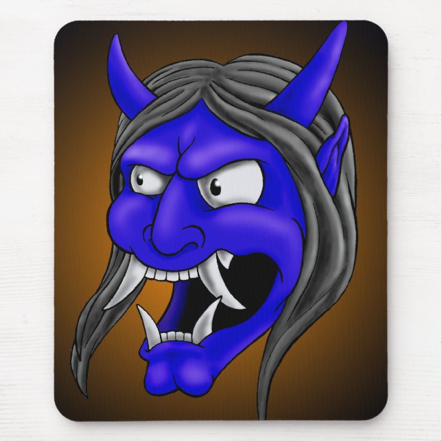 Alfombrilla De Ratón Cojín de ratón de la máscara de Hannya del japonés (Frente)